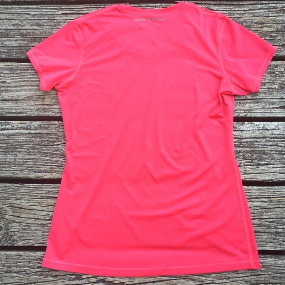 Under Armour Fitted Heat Gear Workout T-Shirt LG Pink NEON - Picture 2 of 3